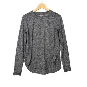 Athleta Womens Uptempo Long Sleeve Shirt Top Size Small Gray Thumb Holes Stretch